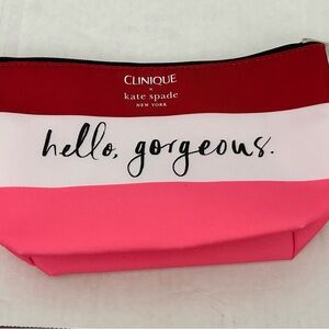 Kate Spade x Clinique pink and red  Hello Gorgeous make up bag cosmetics bag